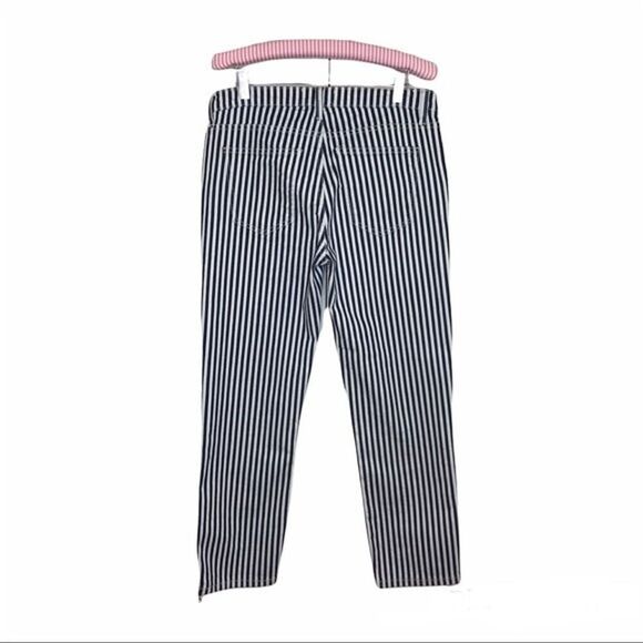 Current Elliott Pant Size 29 The Cropped Lexton Blue White Stripe Zipper Hemline - Picture 2 of 10
